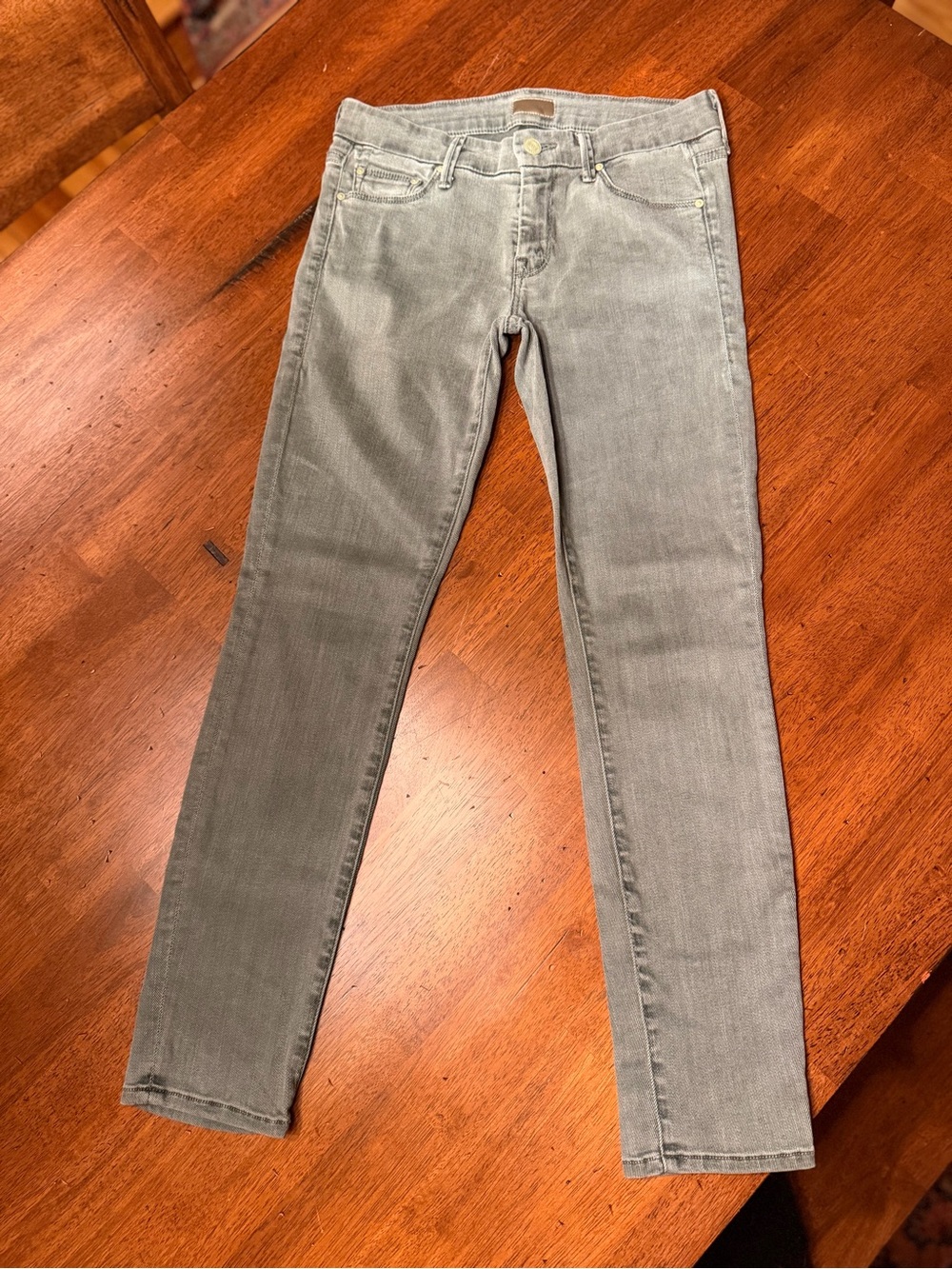MOTHER Skinny Low Cut Jeans in Sage Green